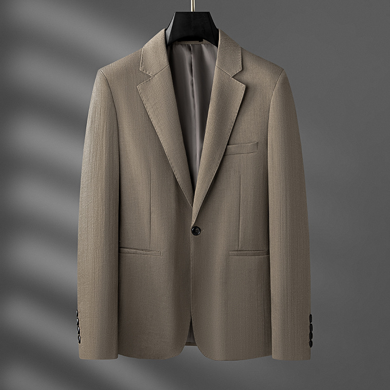 英伦那不勒斯西装免烫纯色套装男士婚礼商务上班百搭意式高端西服