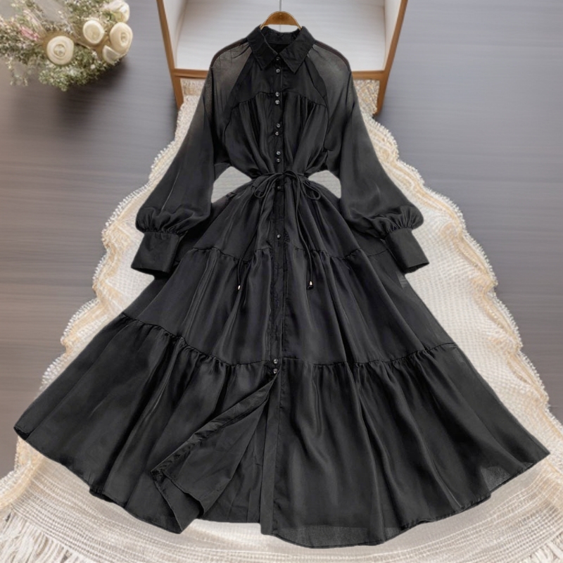 欧美欧美风豹纹连衣裙女冬季收腰显瘦高级感轻奢名媛气质网纱大摆