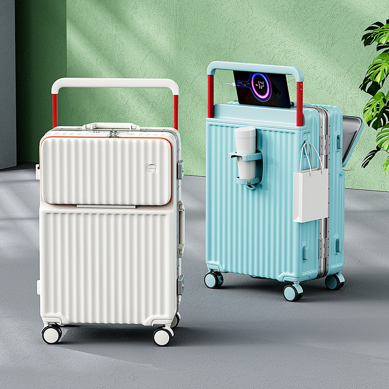 2025新款前置开口铝框行李箱24寸宽拉杆多功能旅行箱26寸密码箱子