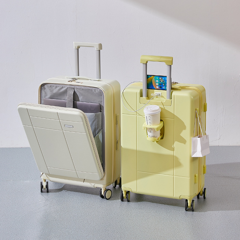 多功能前开盖行李箱22寸女轻便出行旅行箱24寸男大容量密码箱批发
