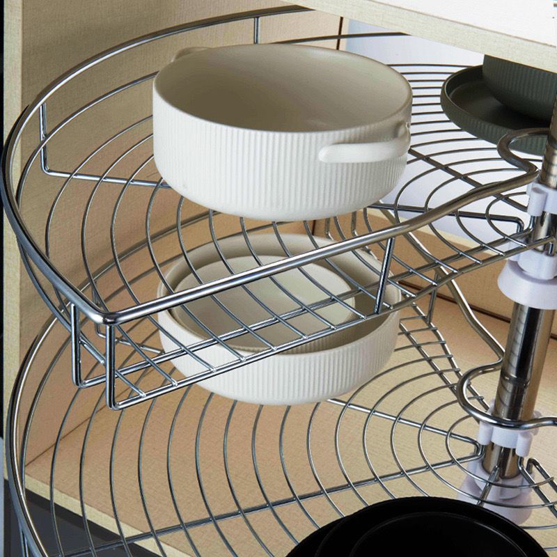 厨房橱柜飞碟转角拉篮180度270度360度双层锅具置物篮旋转小怪物