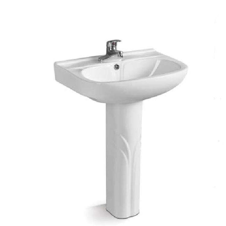 酒店出租房工程批发22寸立柱盆 外销落地式洗手盆wash basin面盆